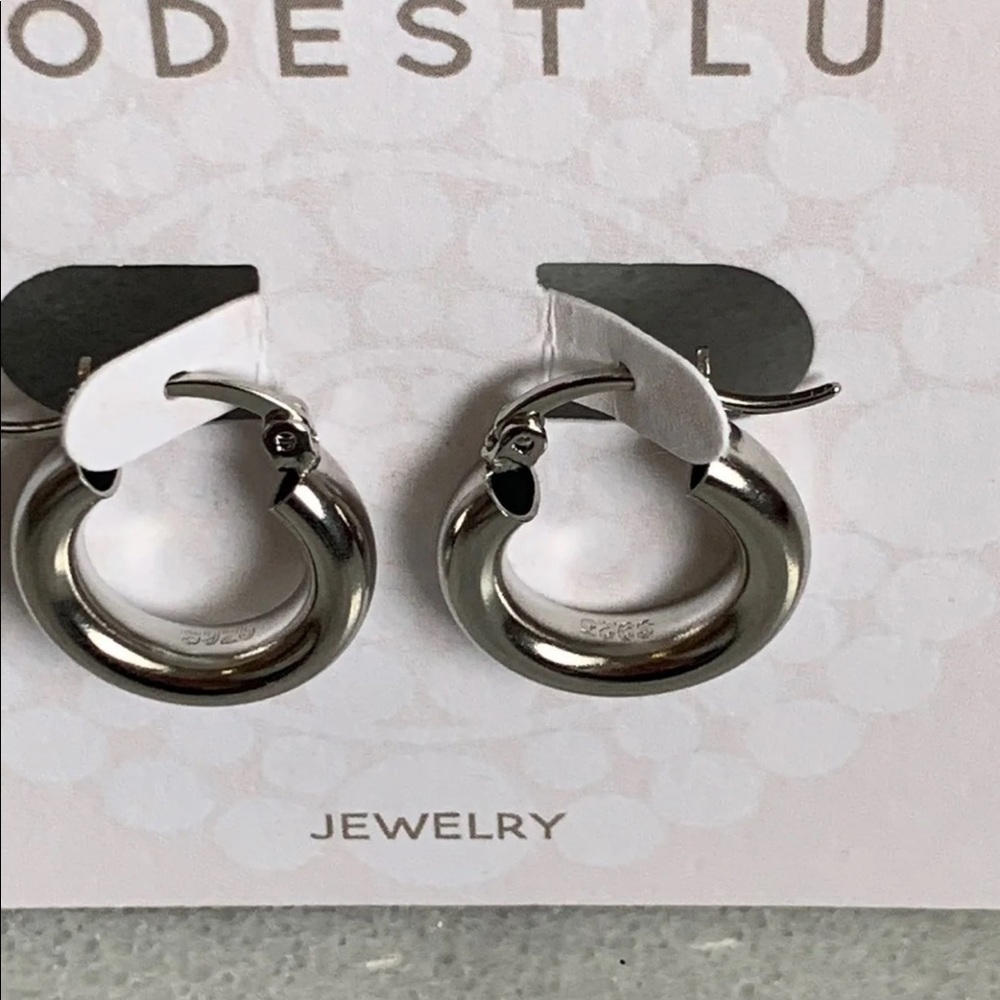 COPY - Sterling Silver Chunky Tube Hoop Earrings - Picture 4 of 4